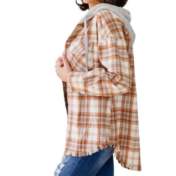 NEW VERY J best of the best hooded shacket in brown - Picture 2 of 8